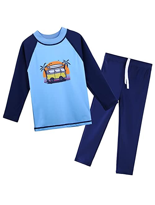 TFJH E Kids Boys Swimsuit UPF 50+ UV Sun Protective 2PCS Fish Swimwear