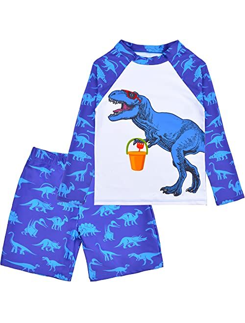 Sylfairy Boys Two Piece Rash Guard Swimsuits Kids Long Sleeve Sunsuit Swimwear Sets Bathing Suit