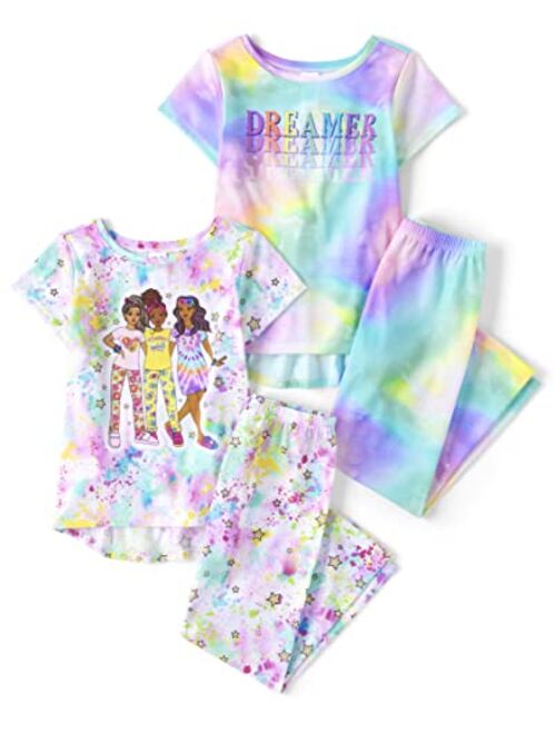 The Children's Place Girls' Single Short Sleeve Top and Pants 2 Piece Pajama Sets