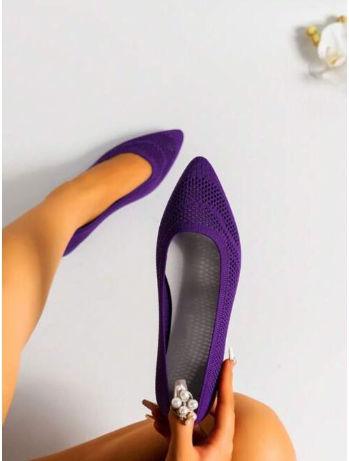 Striped Pattern Point Toe Ballet Flats