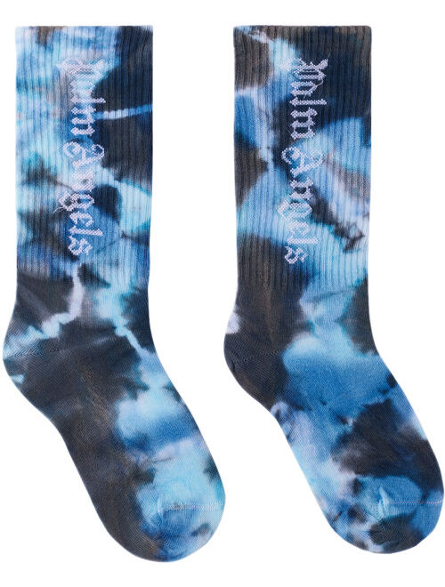 Palm Angels Kids Blue Tie Dye Socks