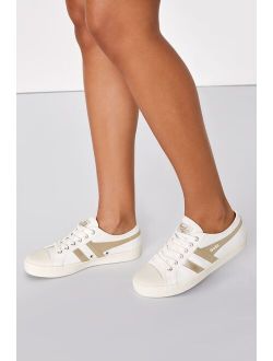 Coaster Flame Off White and Gold Lace-Up Sneakers