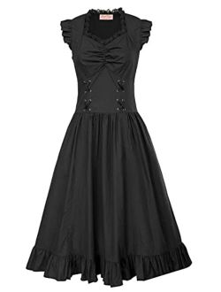 Steampunk Gothic Victorian Ruffled Dress Sleeveless