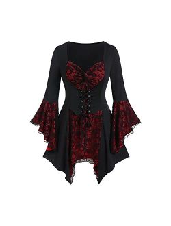 Jiozvvs Women's Vintage Gothic Victorian Party Dress Halloween Dress