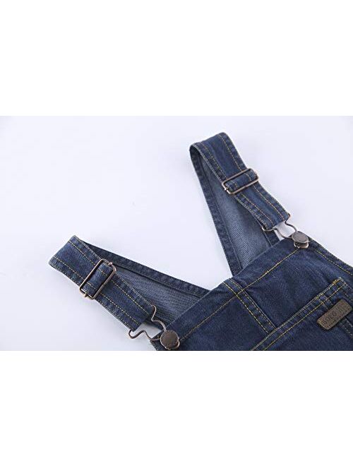 SOLOCOTE GirlVintage Wash Denim Pinafore with Adjustable Straps Jumpsuit Suspender Shortall Bib Pocket 5-14Y