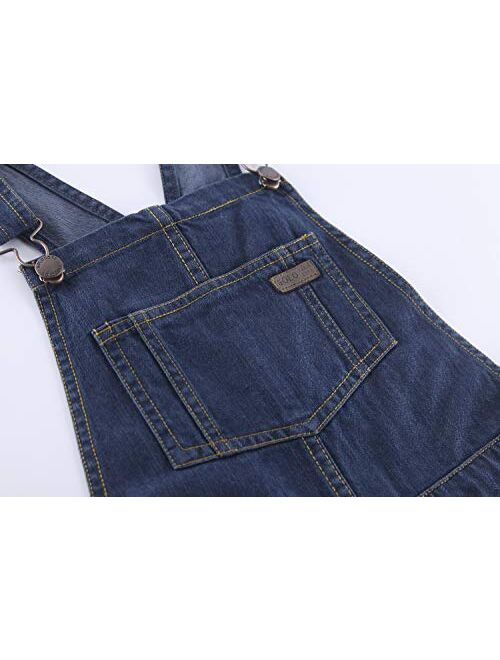 SOLOCOTE GirlVintage Wash Denim Pinafore with Adjustable Straps Jumpsuit Suspender Shortall Bib Pocket 5-14Y