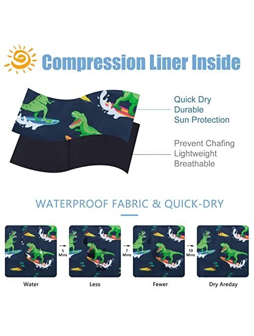 Funnycokid Boys Swim Trunks Compression Liner Swimsuit Swimwear Quick Dry Bathing Suit Beach Shorts Kids 4-12 Years