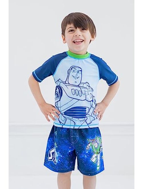 Disney Pixar Toy Story Alien Rex Slinky Dog Woody Baby Pullover Rash Guard and Swim Trunks Outfit Set Infant to Little Kid