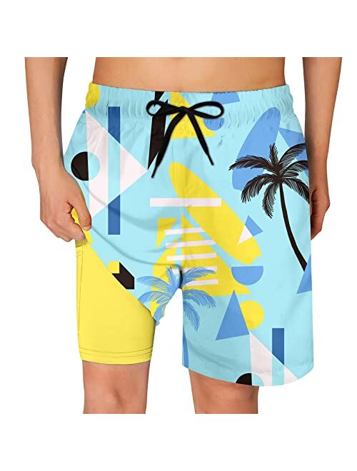 Cozople 7-20T Boys Swim Trunks Boxer Brief Liner Swim Shorts Quick Dry Bathing Suit Compression Swimwear