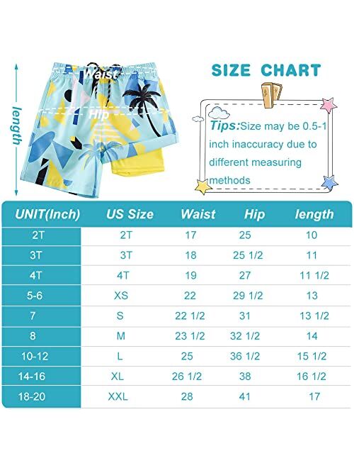 Cozople 7-20T Boys Swim Trunks Boxer Brief Liner Swim Shorts Quick Dry Bathing Suit Compression Swimwear