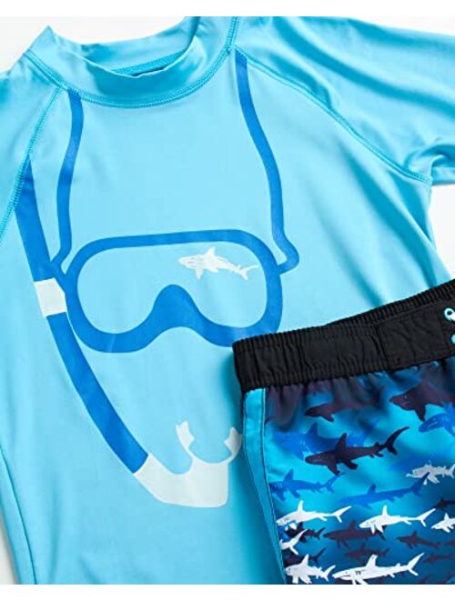 iXtreme Boys' Rash Guard Set - 2 Piece UPF 50+ Quick Dry Swim Shirt and Bathing Suit (12M-18)