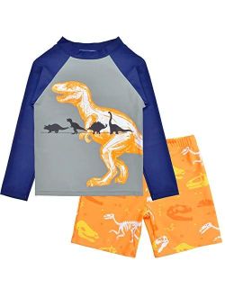 PASHOP Boys Swimsuit Rash Guard Boys' Swimwear Dinosaur Swimming Suits Bathing Suit for Toddler Boys Swim Trunk