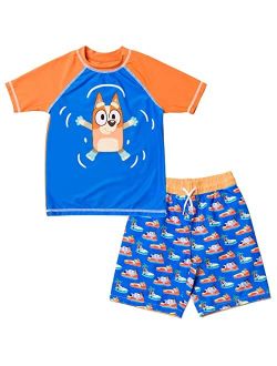 Bluey Bingo Chilli Mom Pullover Rash Guard and Swim Trunks Outfit Set Toddler to Little Kid