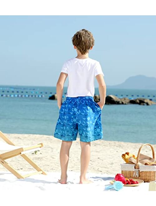 Cozople 6'' Boys Swim Trunks with Boxer Brief Liner Compression Swimwear Quick Dry Swim Shorts Bathing Suits 7-20 Years