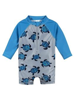Gerber Baby Boys Toddler Long Sleeve One Piece Sun Protection Rashguard Swimsuit