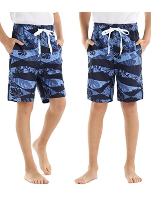 Rolimaka 3 Pack Boy's Swim Trunks Kid Board Shorts with Mesh Lining Youth Swimwear