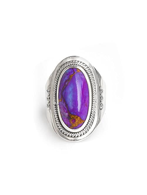 YoTreasure Purple Copper Turquoise Bold Ring .925 Sterling Silver Jewelry