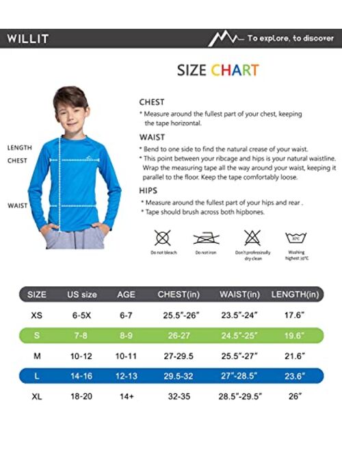 Willit Boy's UPF 50+ Sun Protection Shirt Long Sleeve Rash Guard Swim Shirts Youth SPF Fishing Quick Dry Shirt