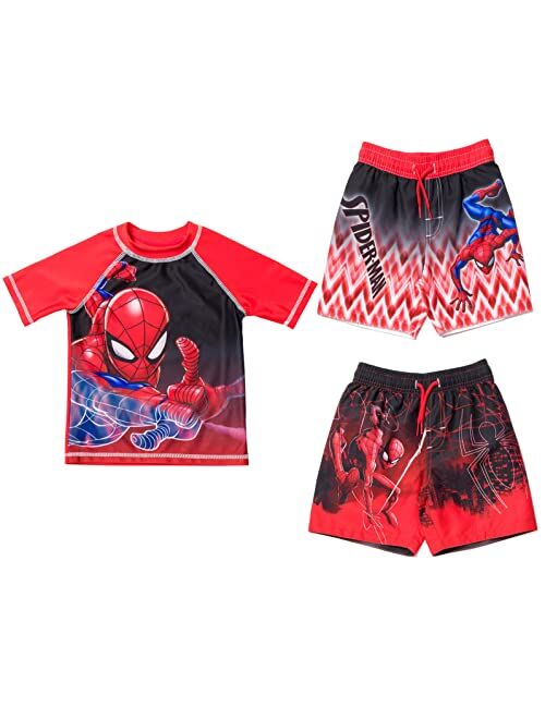 Marvel Spider-Man Pullover Rash Guard and Swim Trunks Toddler to Big Kid