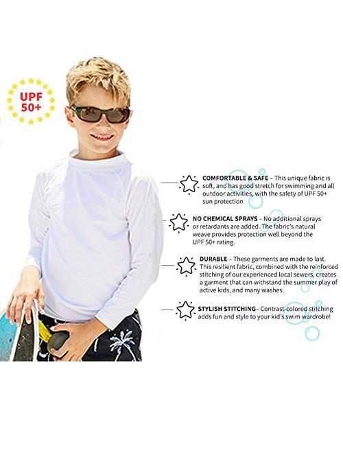 Bestry Boys' Long Sleeve Rashguard Swim Shirt Kids Toddler Swimwear Surf Tops UPF 50+ Sun Protection