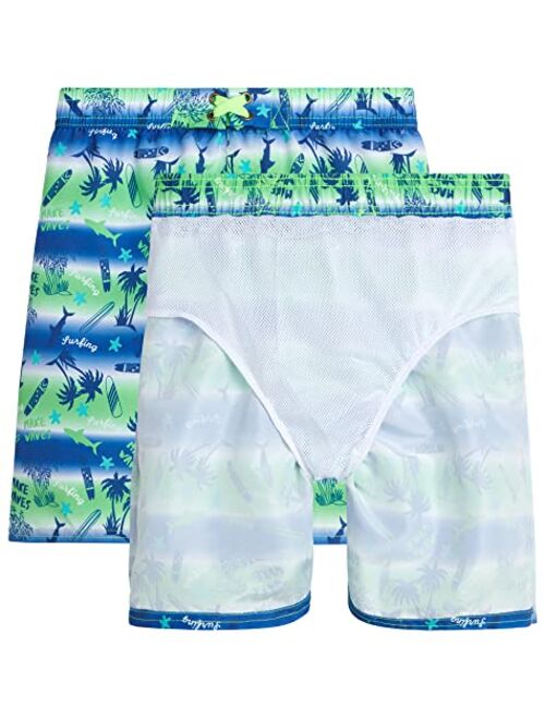 Quad Seven Boys' Rashguard Set - Short Sleeve Swim Shirt and Bathing Suit Set (4 Piece)
