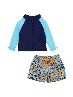 SwimZip Boy's UPF 50+ Long Sleeve Rash Guard & Swim Shorts Set (Multiple Colors)