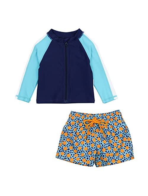 SwimZip Boy's UPF 50+ Long Sleeve Rash Guard & Swim Shorts Set (Multiple Colors)