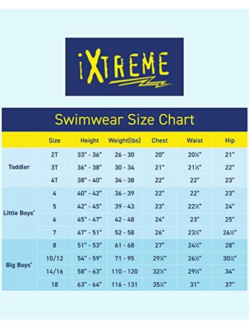 iXtreme Boys' Rash Guard Set - 4 Piece UPF 50+ Swim Shirt and Bathing Suit Trunks (12M-18)
