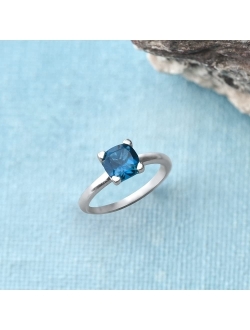 YoTreasure 1.82 ct. t.w. London Blue Topaz Solitaire Ring 925 Sterling Silver Jewelry