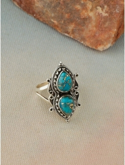 YoTreasure Blue Copper Turquoise Sterling Silver Designer Ring