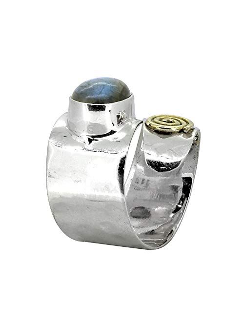 YoTreasure Labradorite Solid 925 Sterling Silver Brass Designer Ring