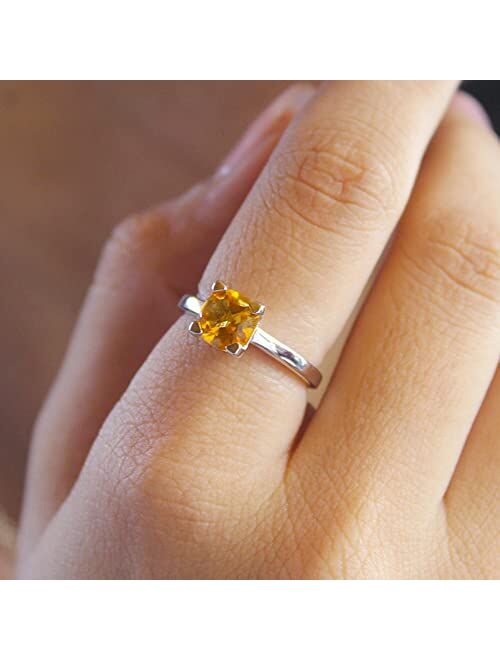 YoTreasure 1.82 Ct. Natural Healing Crystal Citrine Solid 925 Sterling Silver Ring Jewelry