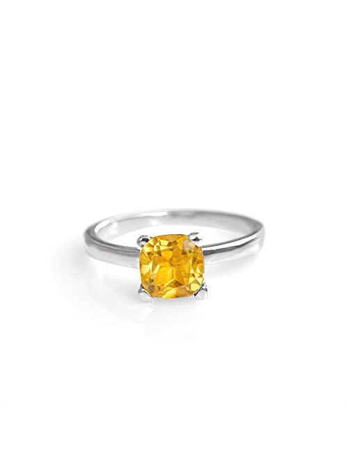 YoTreasure 1.82 Ct. Natural Healing Crystal Citrine Solid 925 Sterling Silver Ring Jewelry