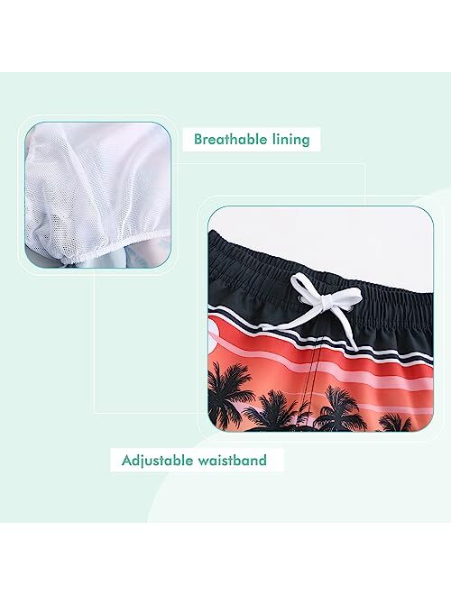 Moon Tree Boys Long Sleeve Rash Guard Swimsuits Kids Two Piece Sunsuits with Swim Trunks Swimwear Set