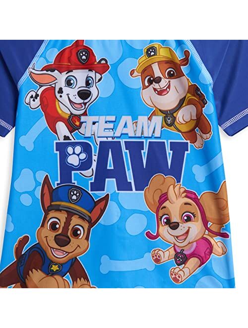 Nickelodeon Paw Patrol Rubble Marshall Chase Pullover Rash Guard and Swim Trunks Outfit Set Toddler to Little Kid