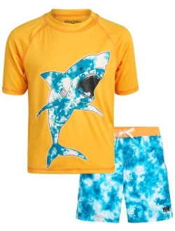 Boys' Rash Guard Set - 2 Piece UPF 50  Sun Protection Swim Shirt and Bathing Suit (4-14)