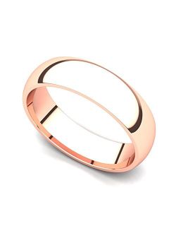 Juno Jewelry 14k Rose Gold 5mm Classic Plain Comfort Fit Wedding Band Ring