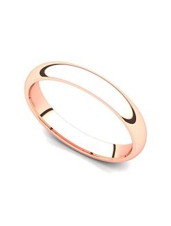 Juno Jewelry 18k Rose Gold 3mm Classic Plain Comfort Fit Wedding Band Ring