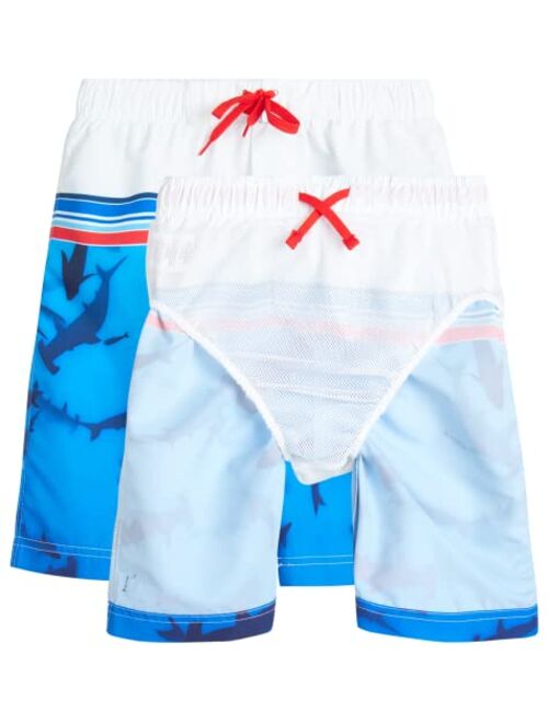 Big Chill Boys' Rash Guard Set - 2 Pack UPF 50+ Short Sleeve Swim Shirt and Bathing Suit Swimsuit Set (Little Boy/Big Boy)