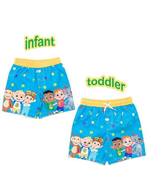 CoComelon Tomtom JJ Cody Nico Mochi Wally Short Sleeve Rash Guard Swim Shirt & Swim Trunks Outfit Set Infant to Toddler