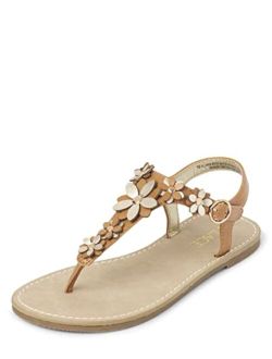 Girl's T-Strap Sandals with Ankle Buckle