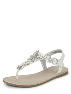 Girl's T-Strap Sandals with Ankle Buckle