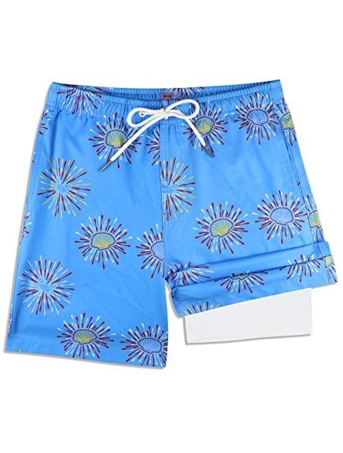 MILANKERR Upgraded Version Toddler Boys Swim Trunks with Compression Liner,Boys Bathing Suit with Boxer Brief Liner UPF 50+