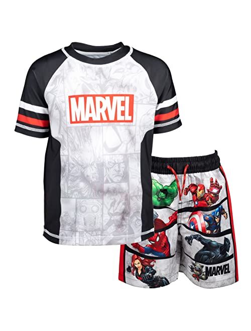 Marvel Avengers Captain America Black Widow Iron Man Rash Guard and Swim Trunks Outfit Set Toddler to Big Kid