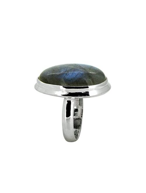 YoTreasure 16x24 MM Labradorite Solid 925 Sterling Silver Statement Ring
