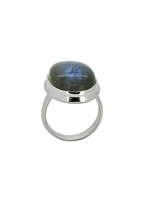 YoTreasure 16x24 MM Labradorite Solid 925 Sterling Silver Statement Ring