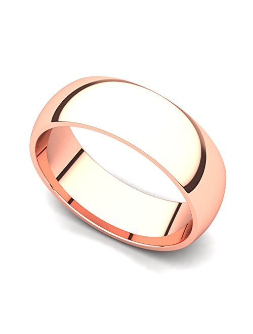 Juno Jewelry 14k Rose Gold 6mm Classic Plain Comfort Fit Wedding Band Ring