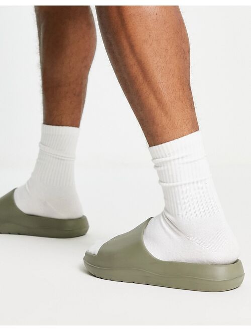 ASOS DESIGN chunky sliders in khaki