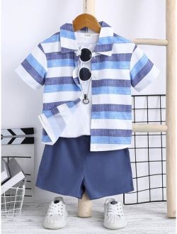 Kids EVRYDAY Toddler Boys Striped Print Shirt & Shorts Without Tee