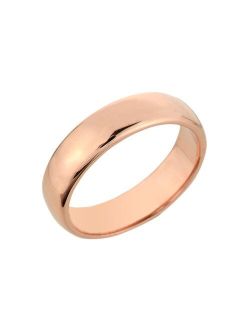 Classic Wedding Bands Polished 10k Rose Gold Comfort-Fit Band Classic 5mm Plain Wedding Ring for Women